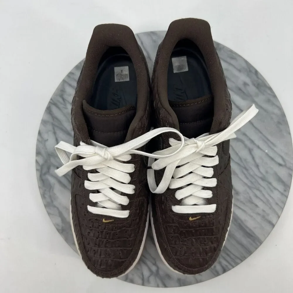 Nike Air Force 1 LV8 Sneakers Mens 8 Brown Faux-Crocodile Baroque Low Top Lace
